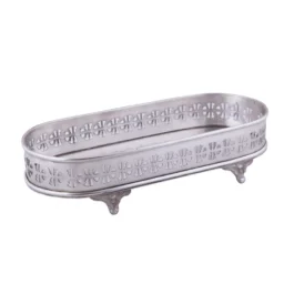 Bandeja Oval Calada Con Pie - Peltre - Claudia Adorno